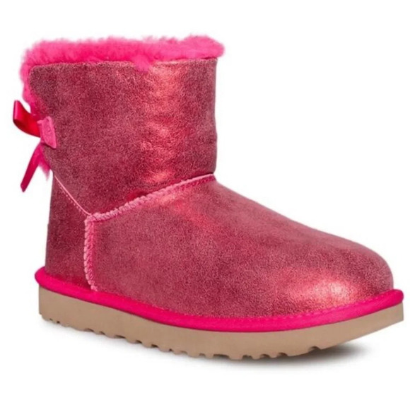 UGG Pink Ankle Boots with Bow - Picture 1 of 16